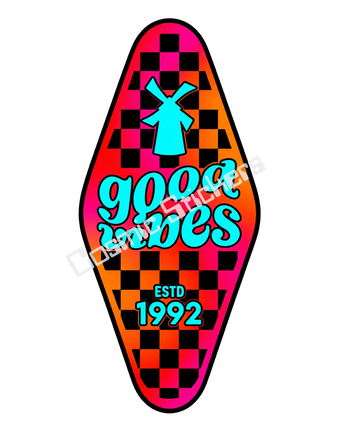 Fan Made Dutch Bros Good Vibes Orange Aqua Motel Key Sticker