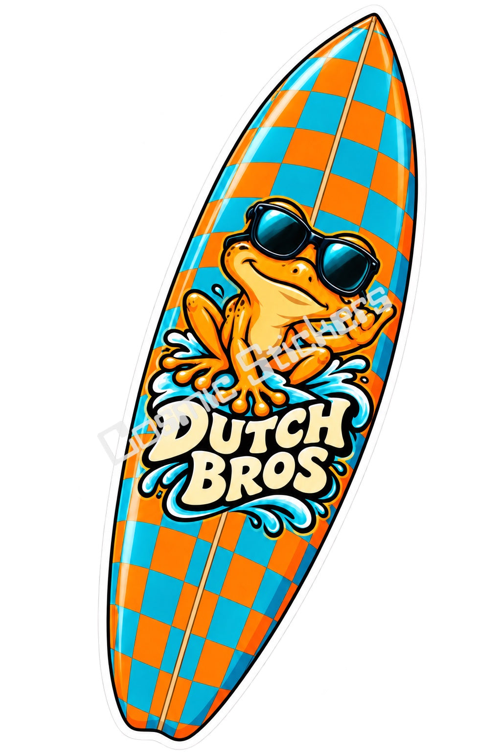 Fan Made Dutch Bros Checkerboard Frog Surfboard Sticker