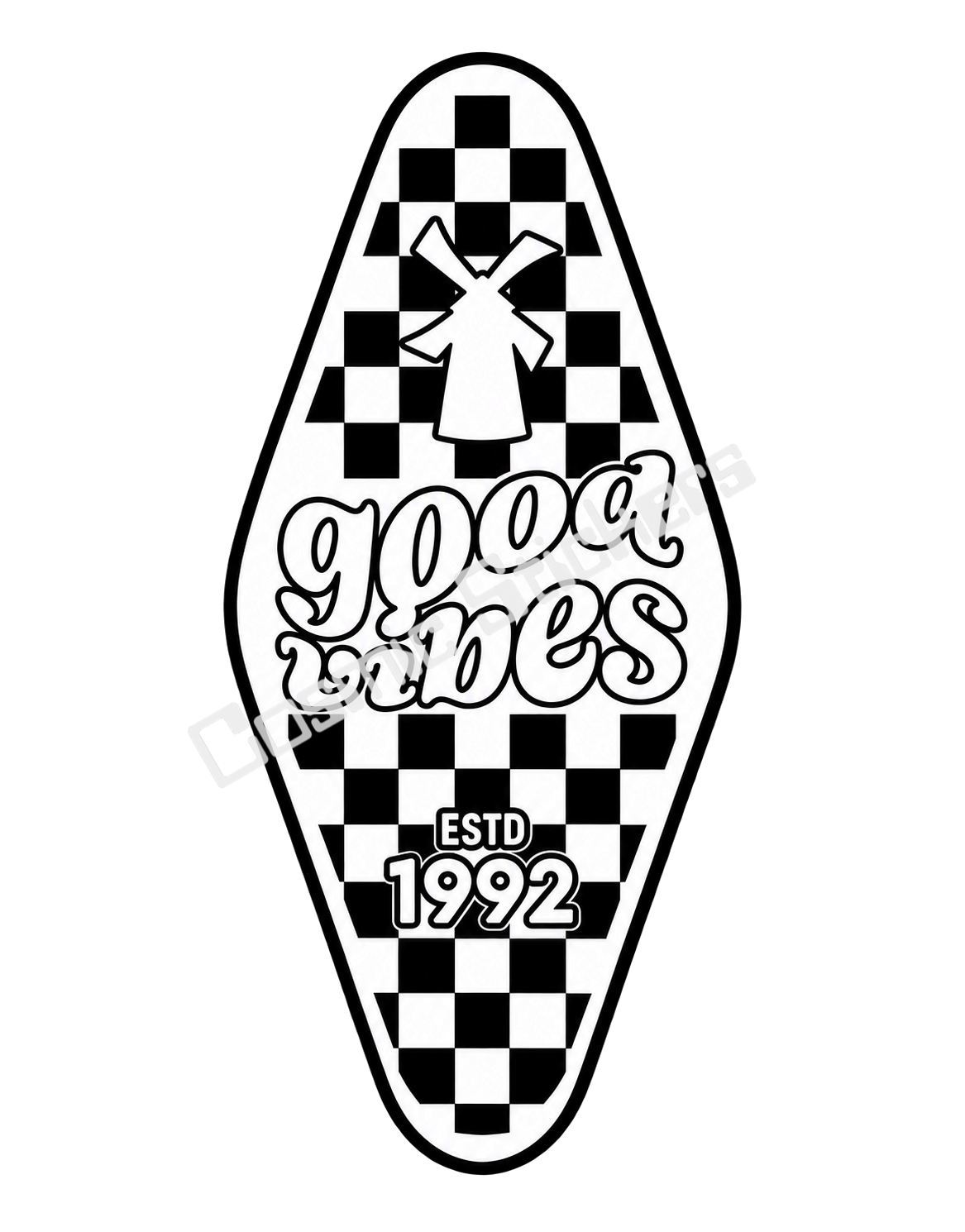 Fan Made Dutch Bros Good Vibes Black and White Motel Key Sticker