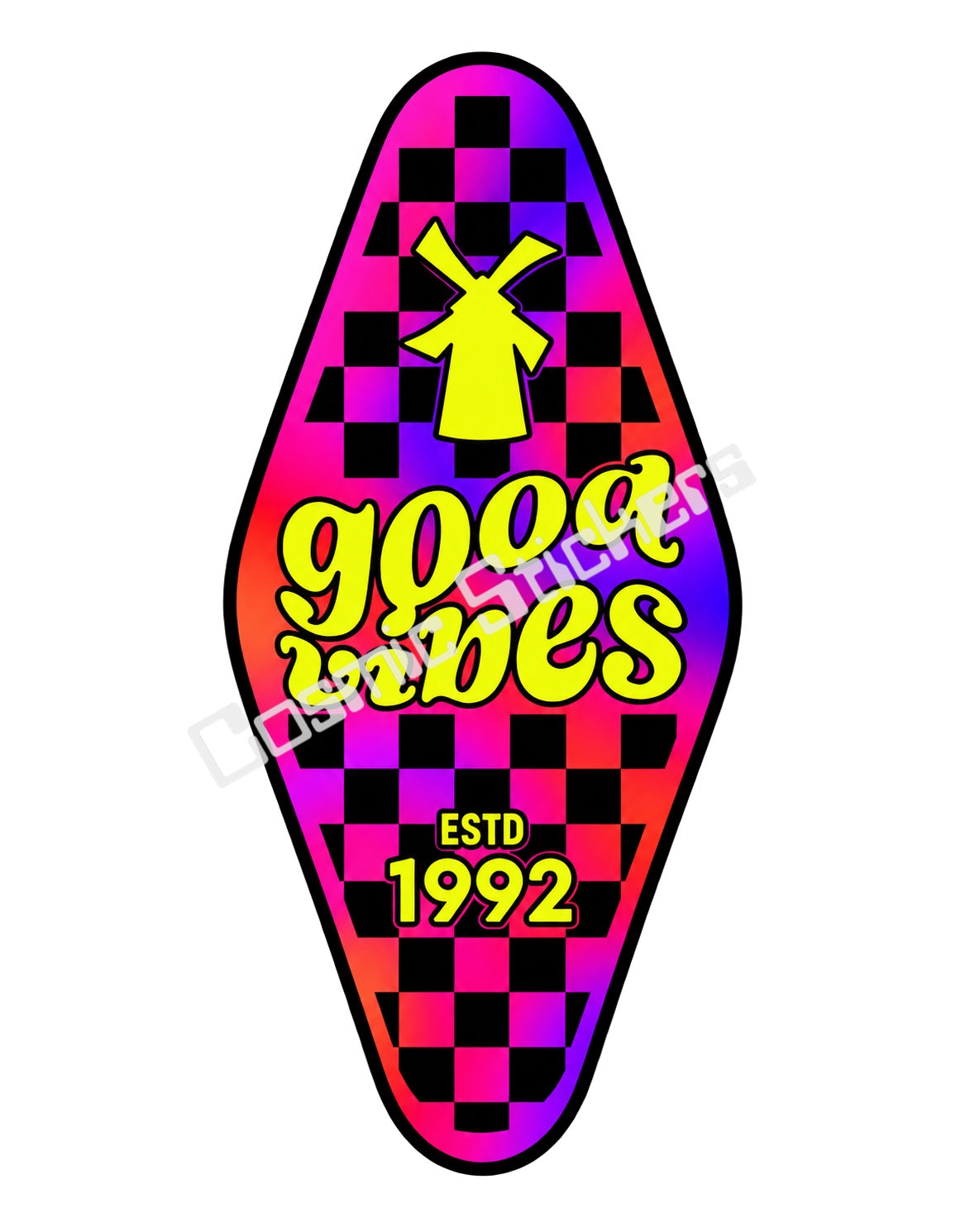 Fan Made Dutch Bros Good Vibes Pink Yellow Motel Key Sticker