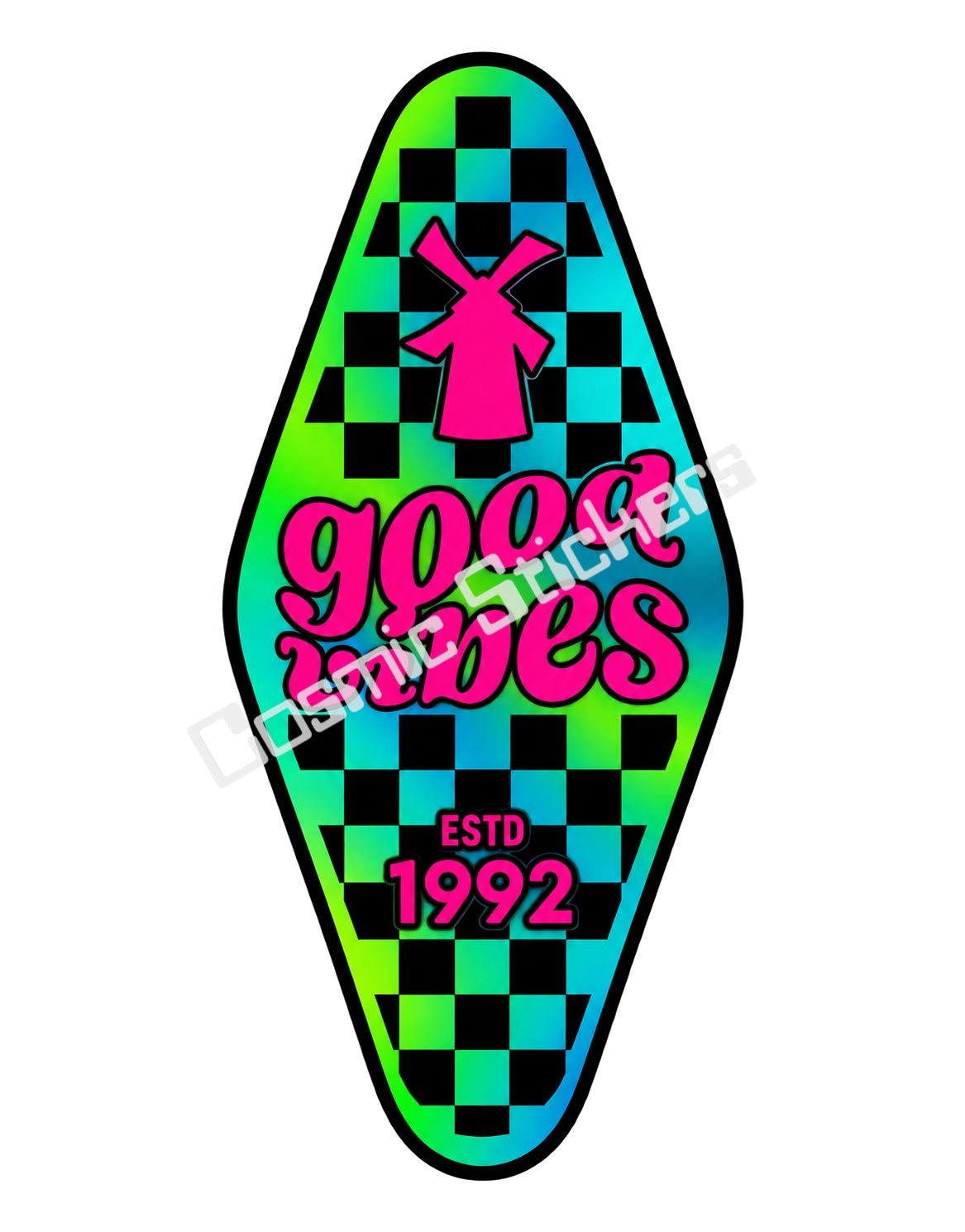 Fan Made Dutch Bros Good Vibes Green Hot Pink Motel Key Sticker