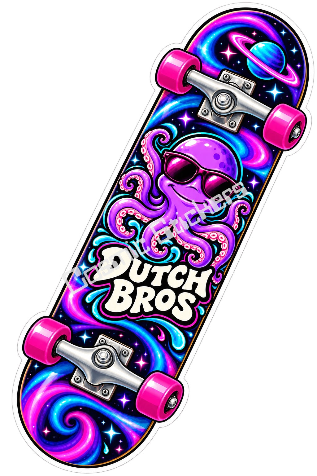 Fan Made Dutch Bros Galaxy Octopus Skateboard Sticker
