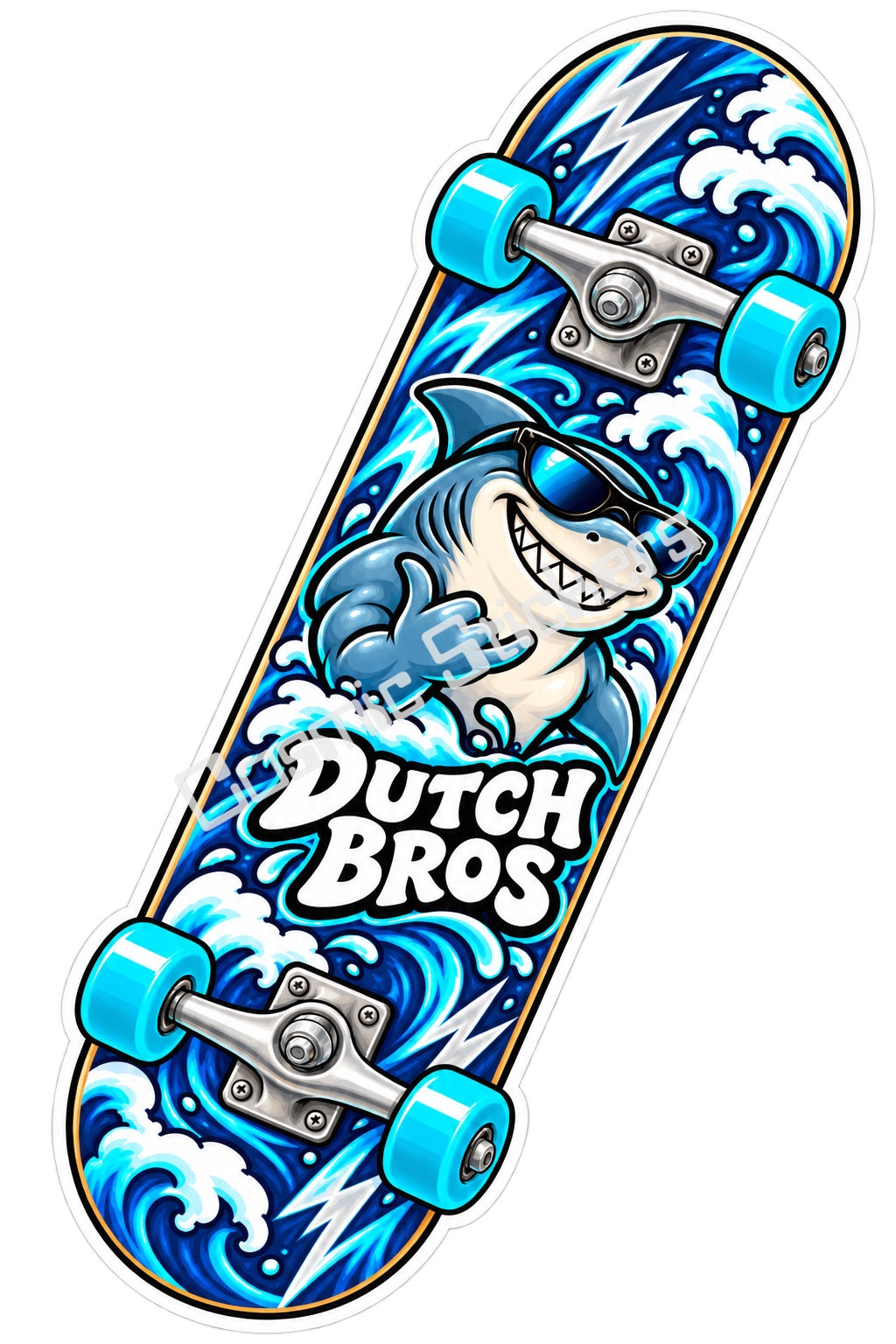 Fan Made Dutch Bros Ocean Shark Skateboard Sticker
