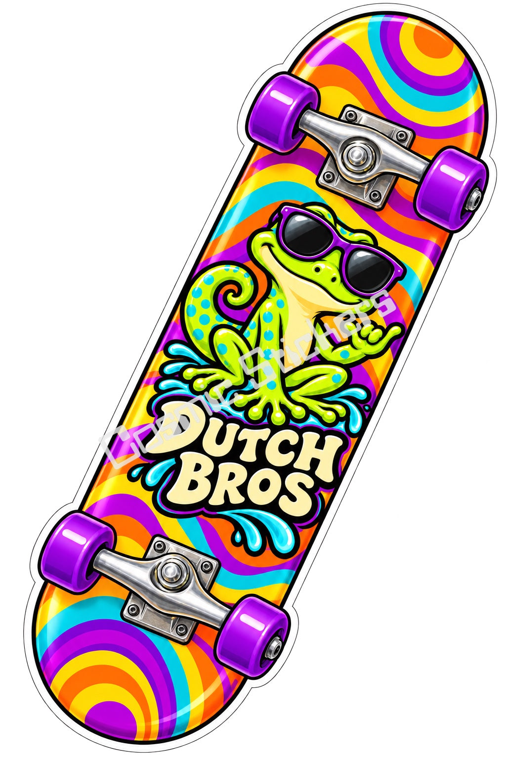 Fan Made Dutch Bros Rainbow Gecko Skateboard Sticker