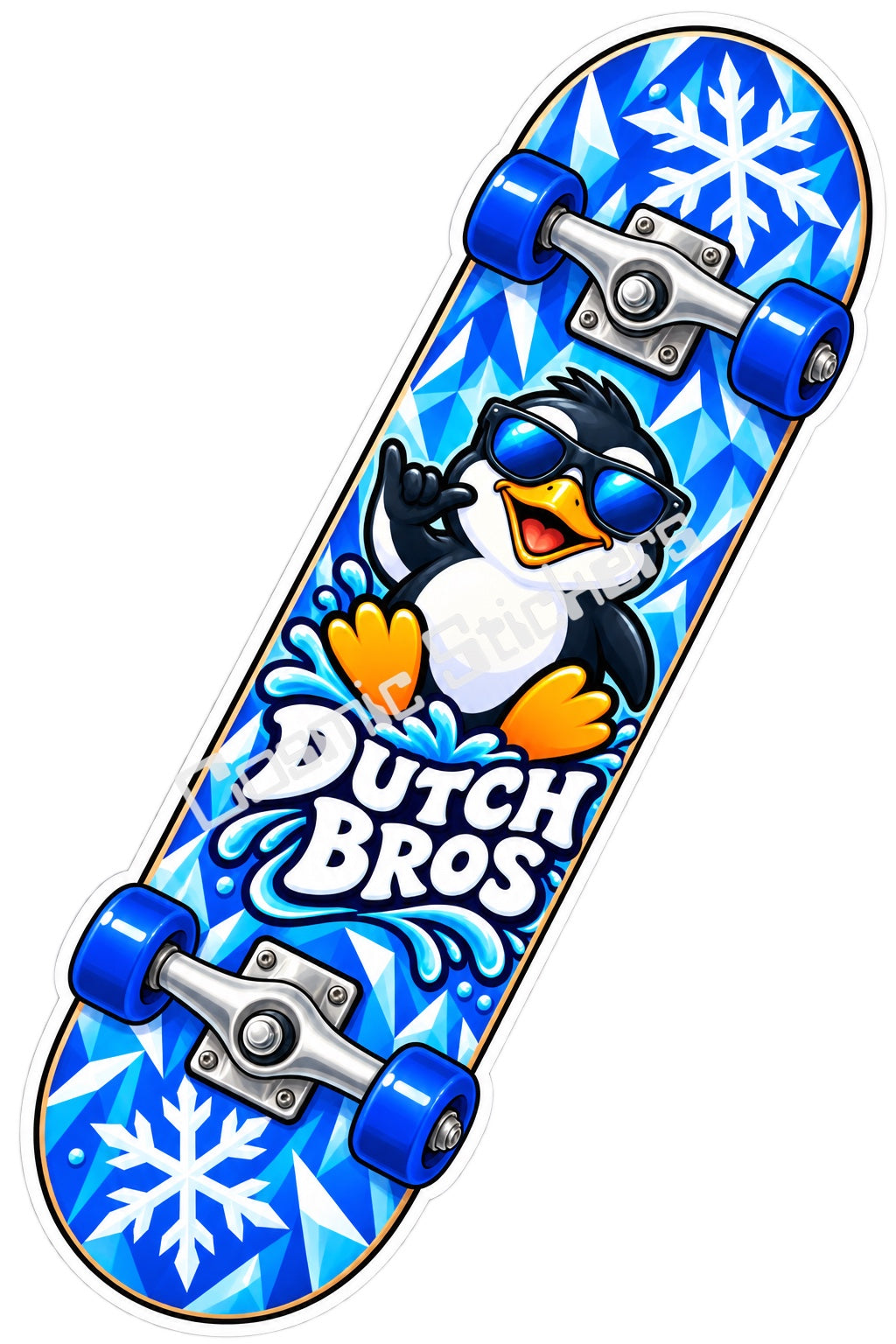 Fan Made Dutch Bros Ice Penguin Skateboard Sticker