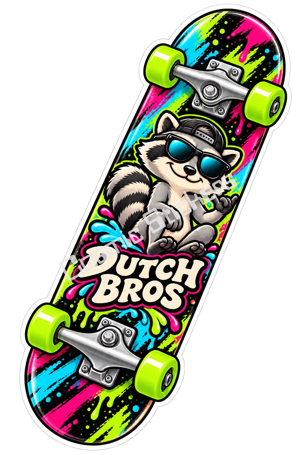 Fan Made Dutch Bros Graffiti Raccoon Skateboard Sticker