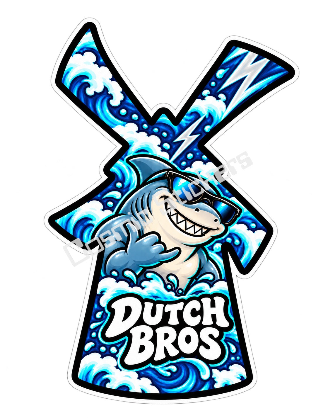Fan Made Dutch Bros Ocean Shark Windmill Sticker