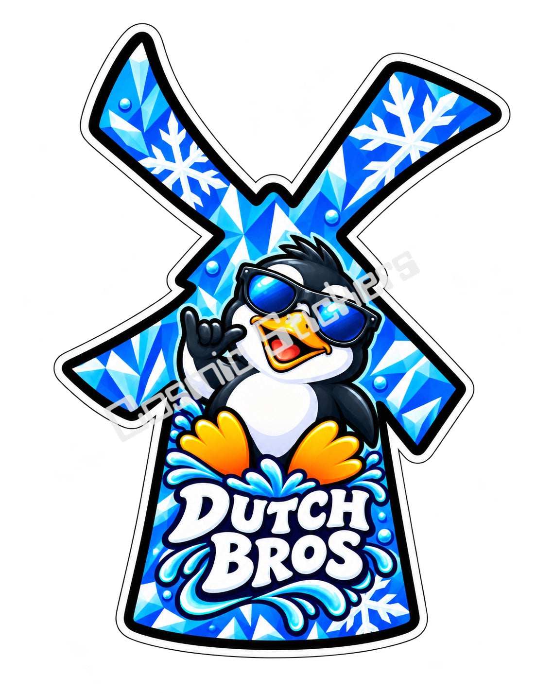 Fan Made Dutch Bros Ice Penguin Windmill Sticker