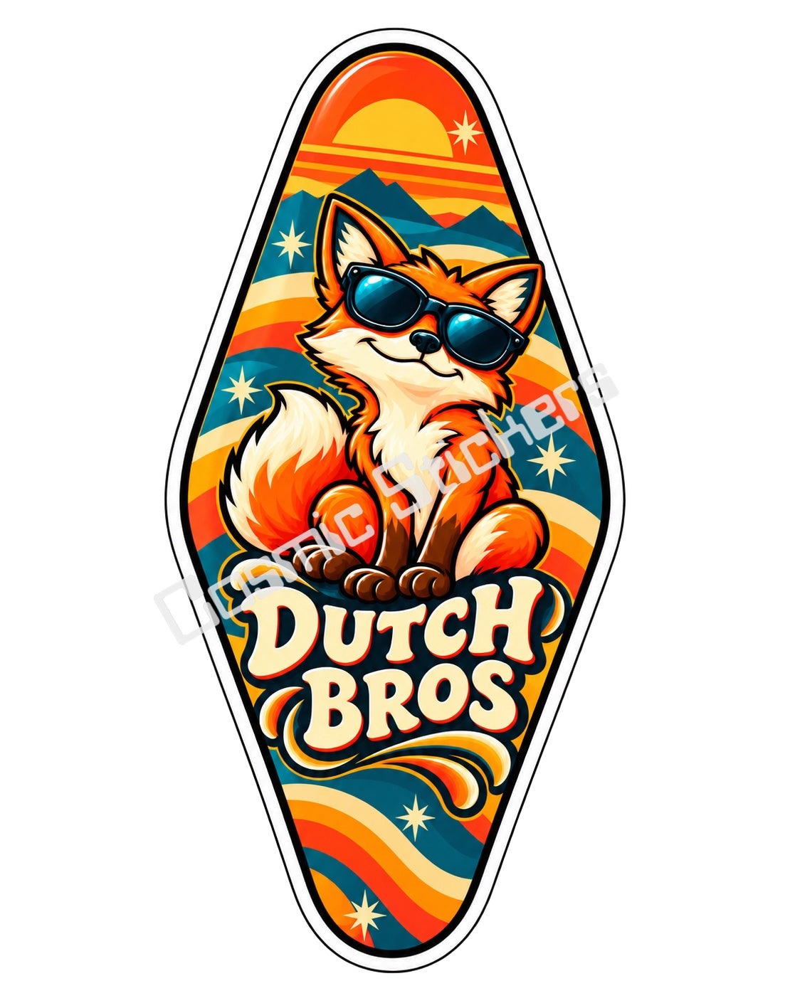 Fan Made Dutch Bros Sunset Fox Motel Key Sticker