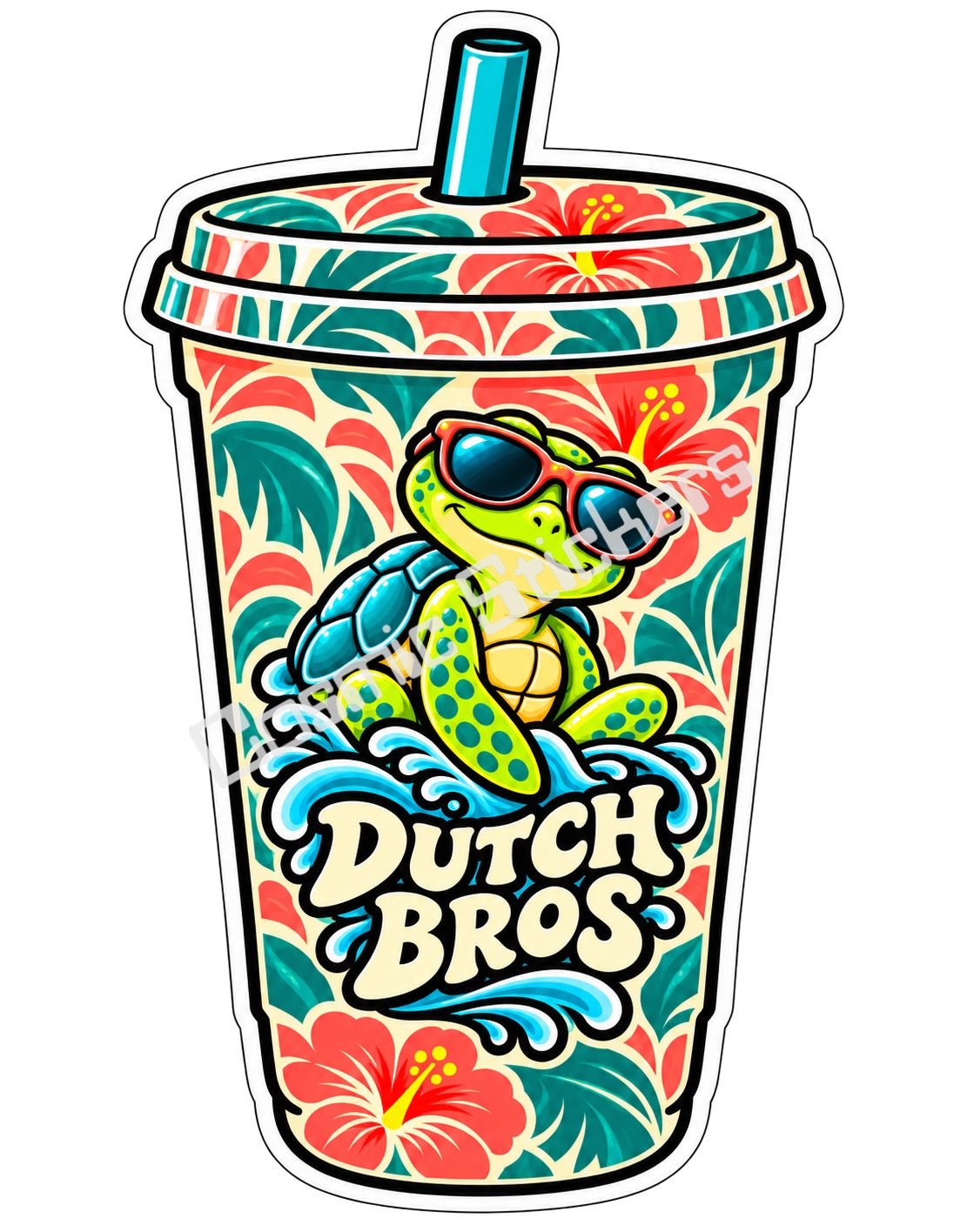 Fan Made Dutch Bros Tropical Turtle Iced Coffee Cup Sticker