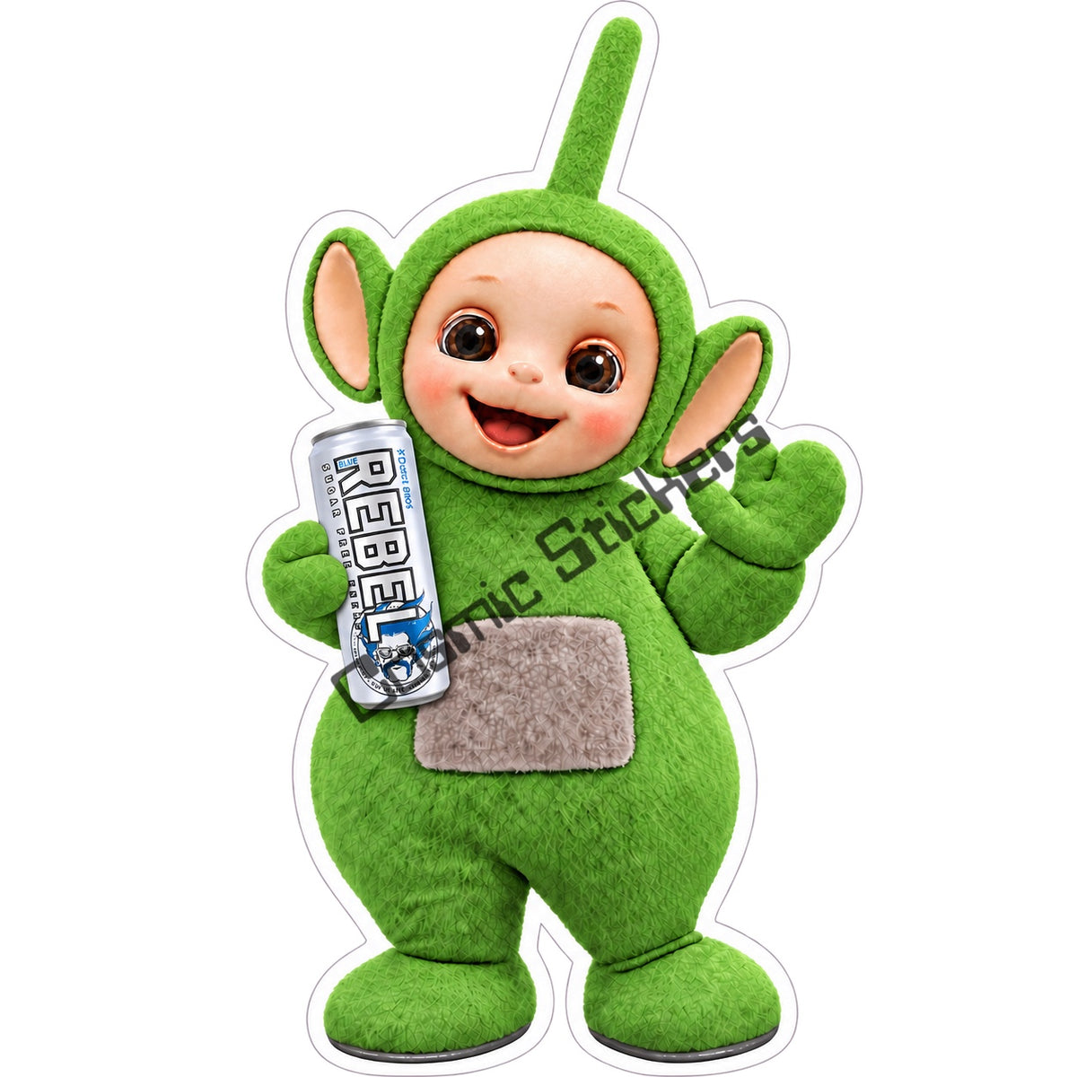 Dipsy fan-made Dutch Bros Sugar-Free Rebel Can sticker