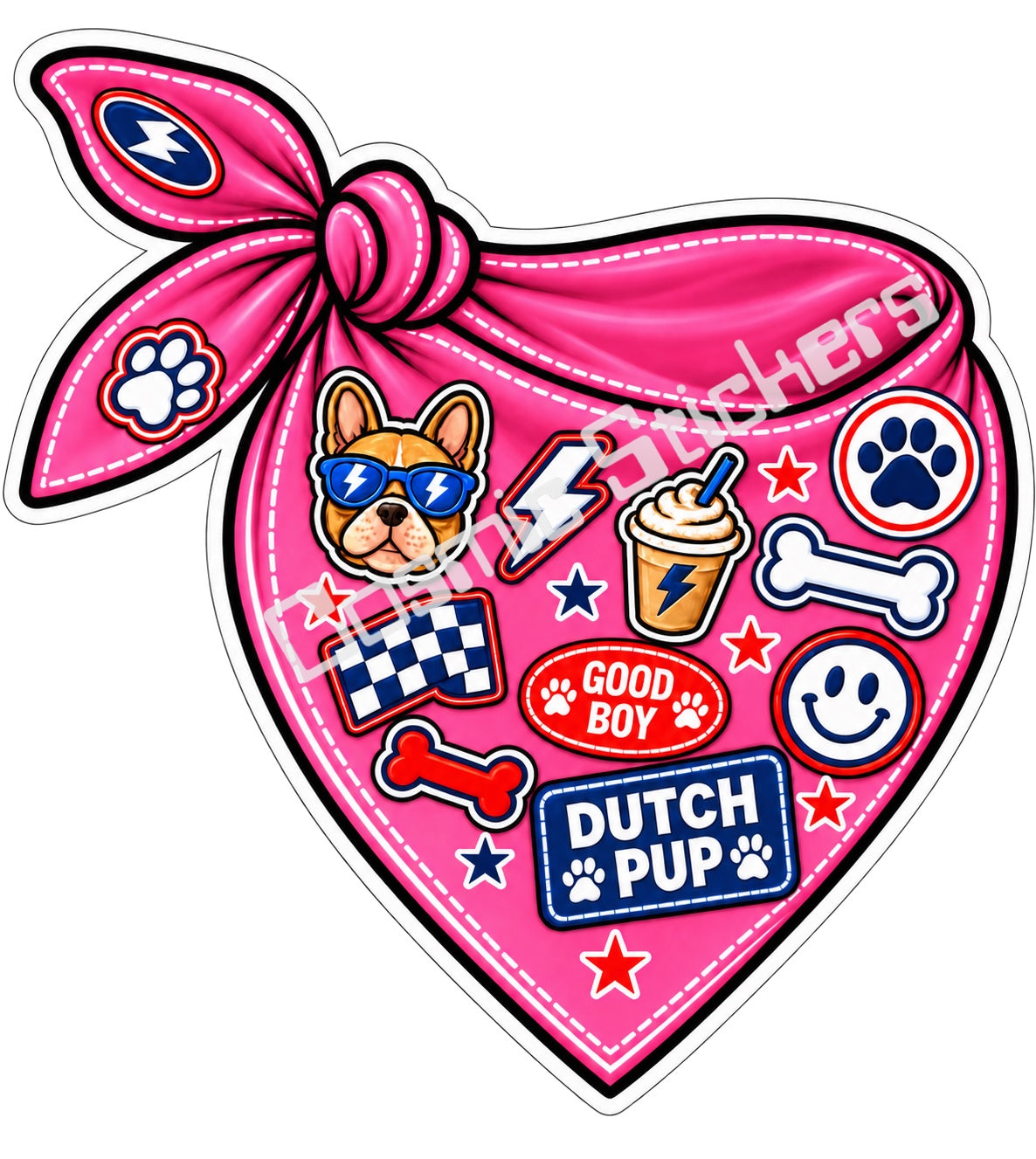 Fan-made Dutch Pup pink bandana sticker