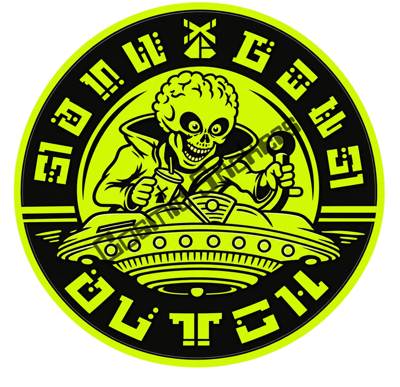 Fan-made alien skull UFO emblem sticker