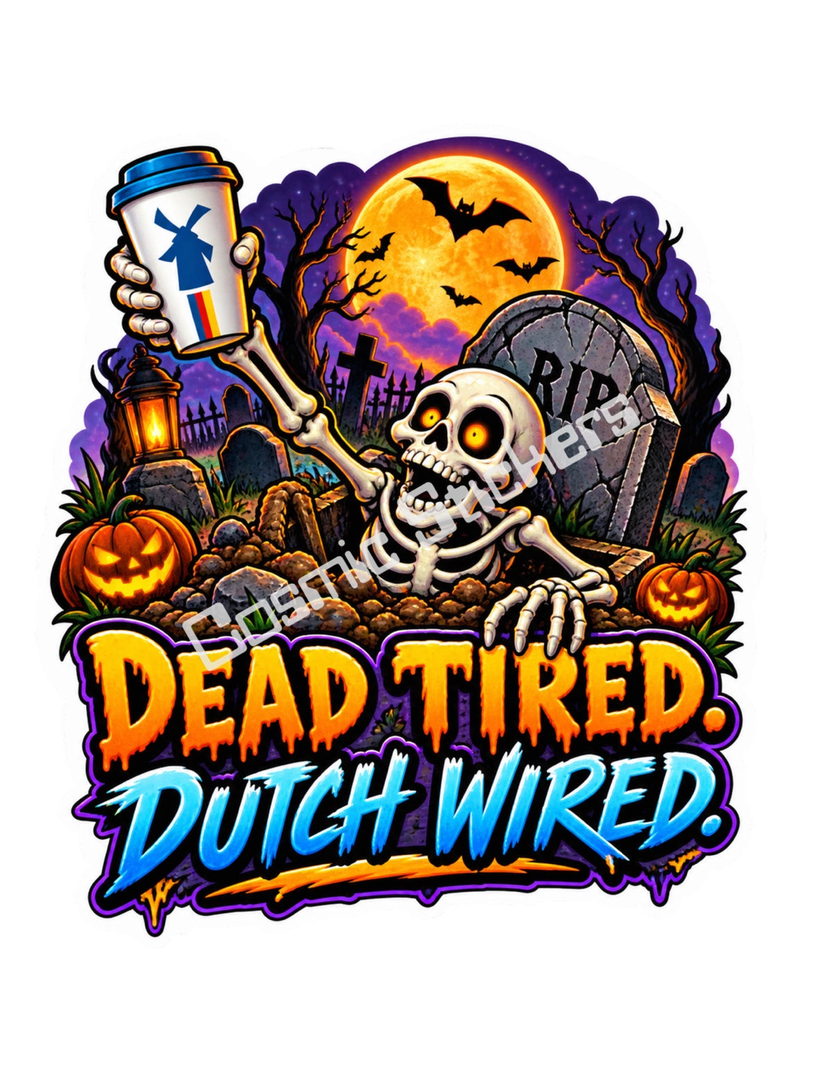 Fan-made Dead Tired Dutch Wired skeleton Halloween vinyl sticker