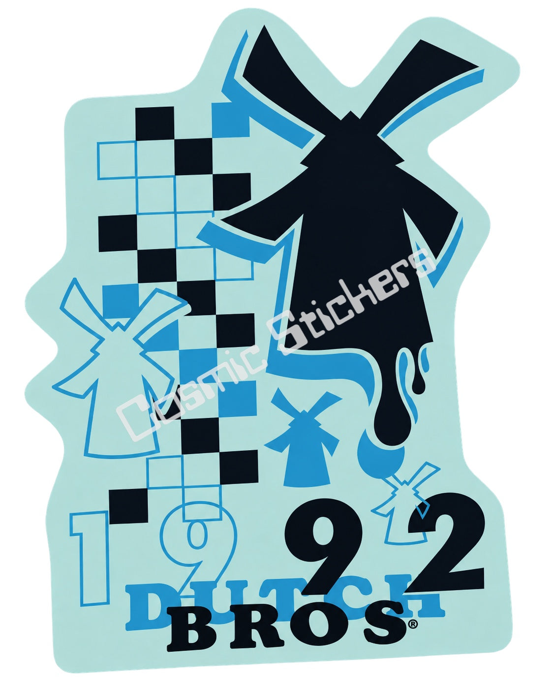 Fan-made Dutch Bros 1992 windmill checker sticker