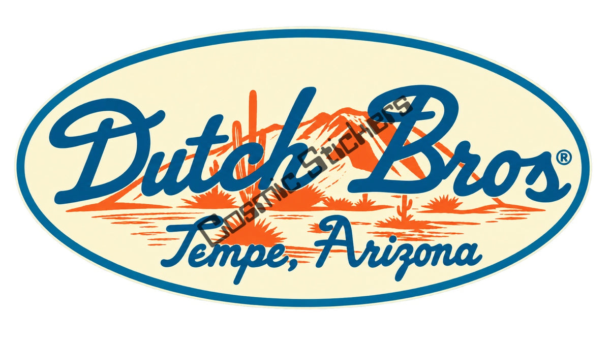 Fan-made Dutch Bros Tempe Arizona desert oval sticker