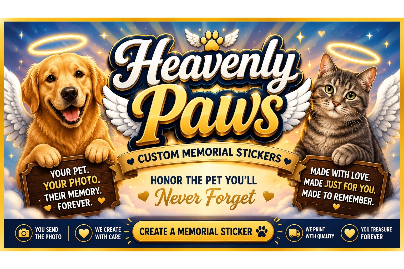 Heavenly Paws custom pet memorial sticker service