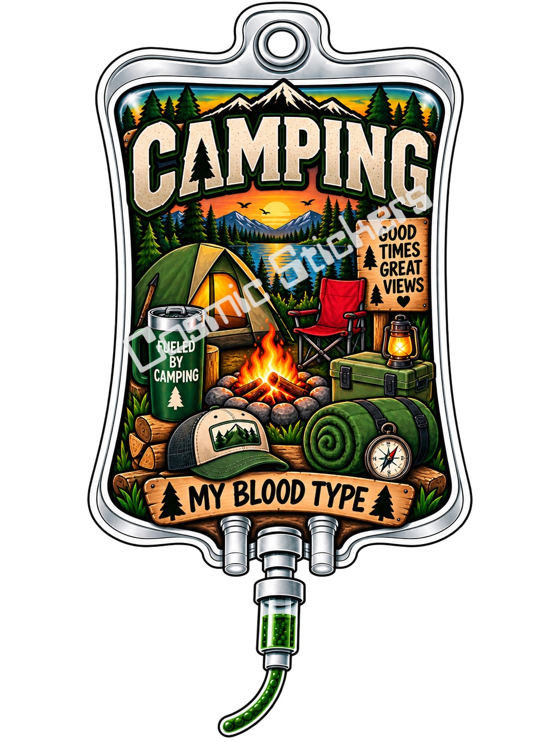 Camping My Blood Type vinyl sticker