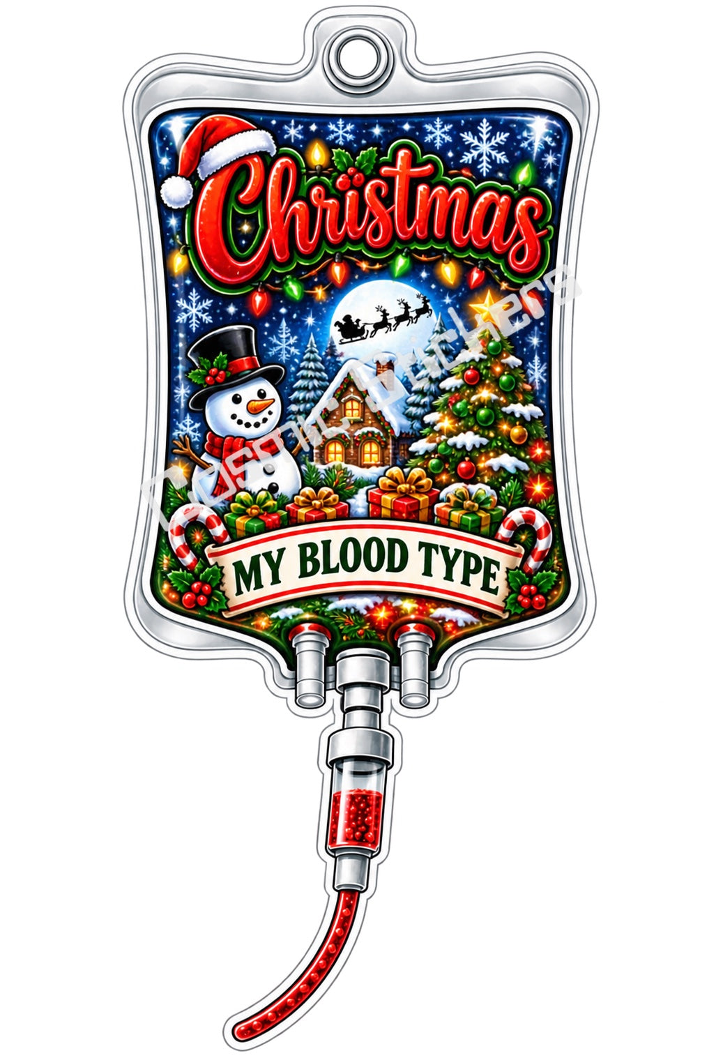 Christmas My Blood Type vinyl sticker