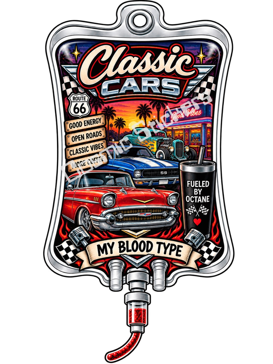 Classic Cars My Blood Type vinyl sticker