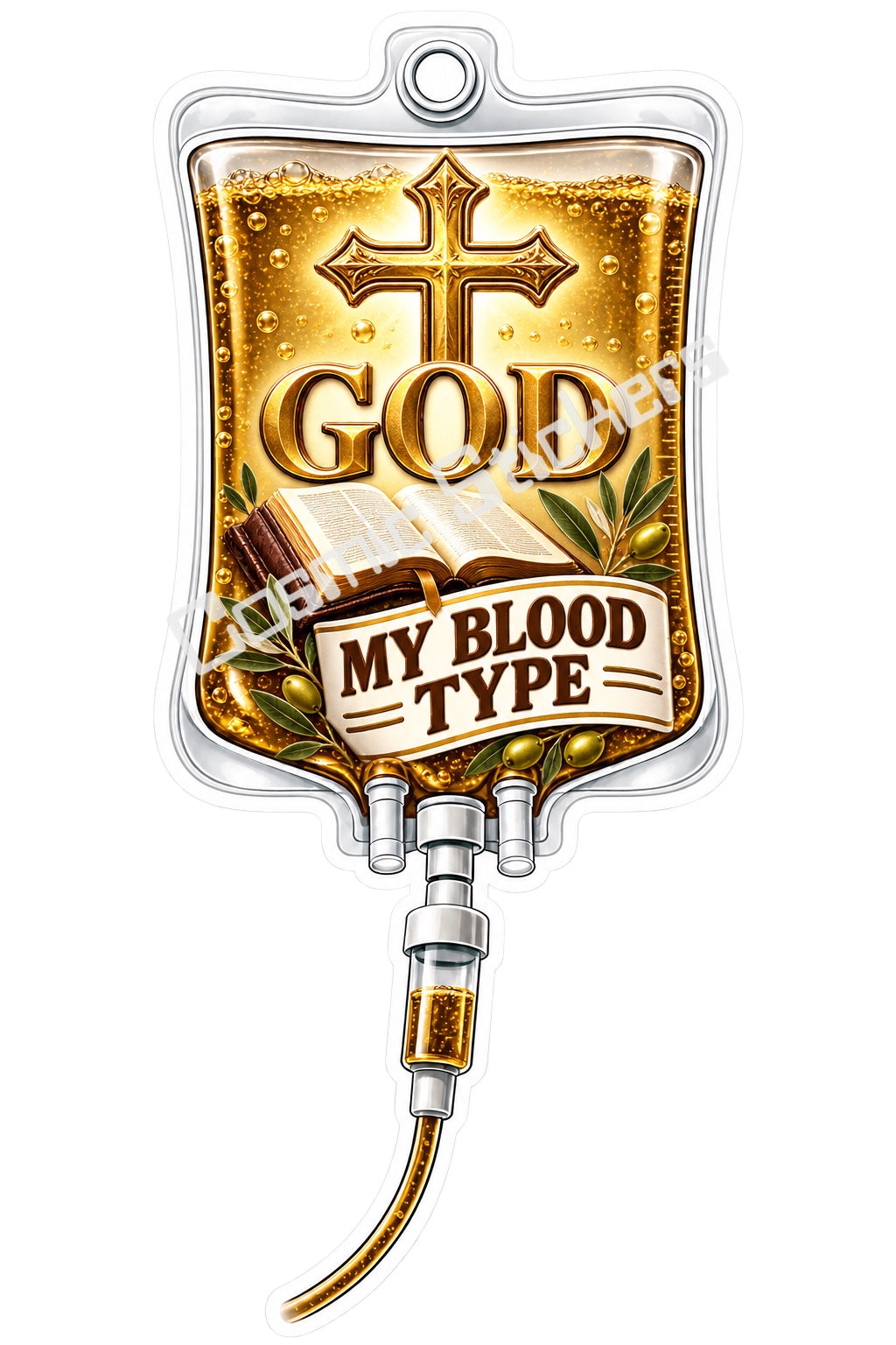 God My Blood Type vinyl sticker