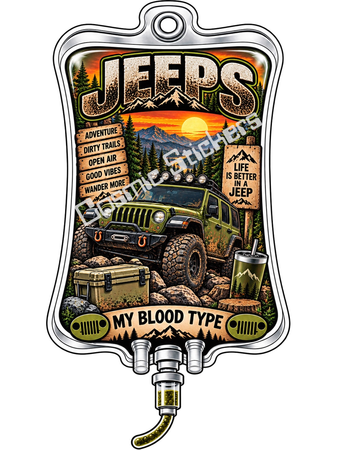 Jeeps My Blood Type vinyl sticker