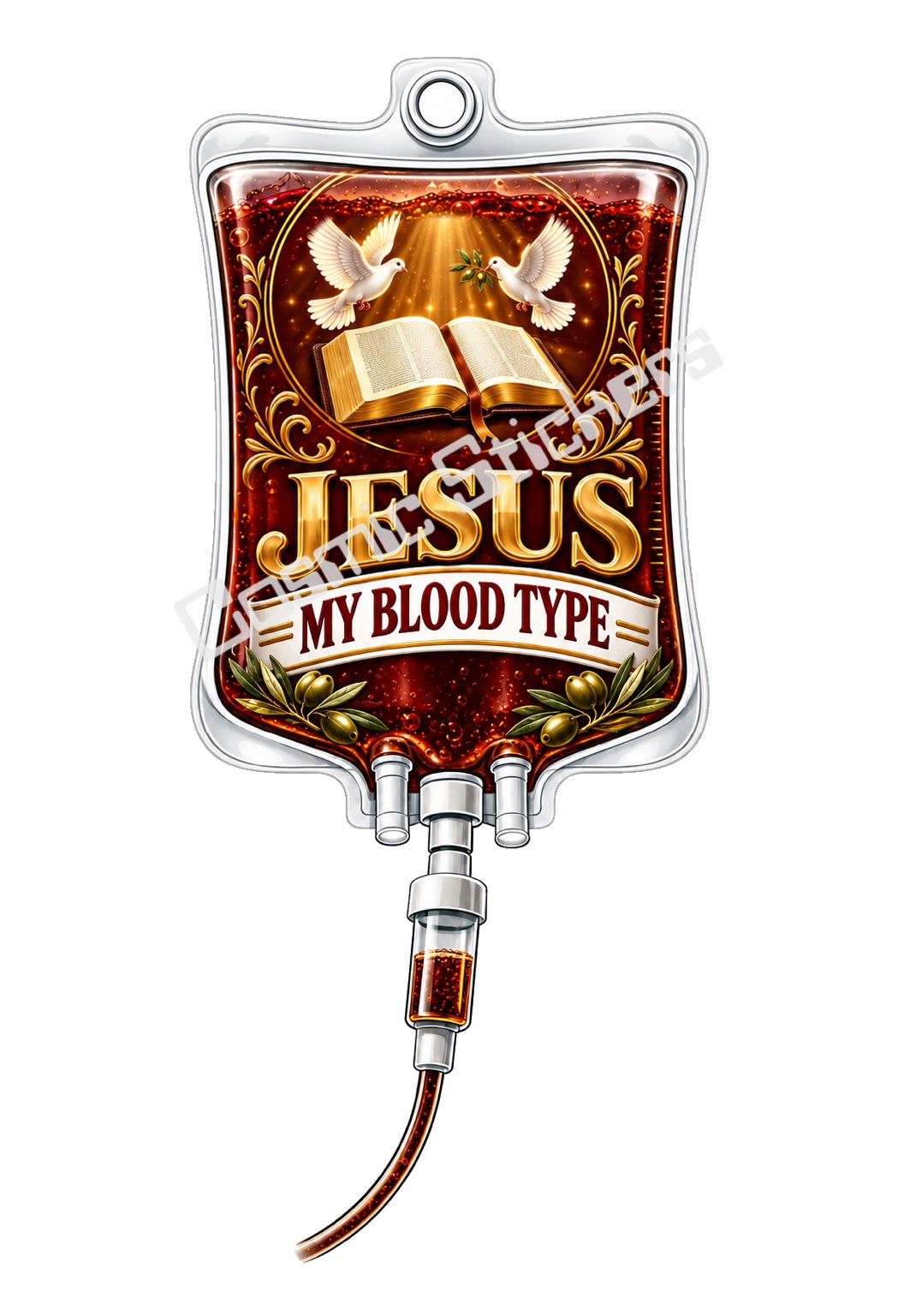 Jesus My Blood Type vinyl sticker