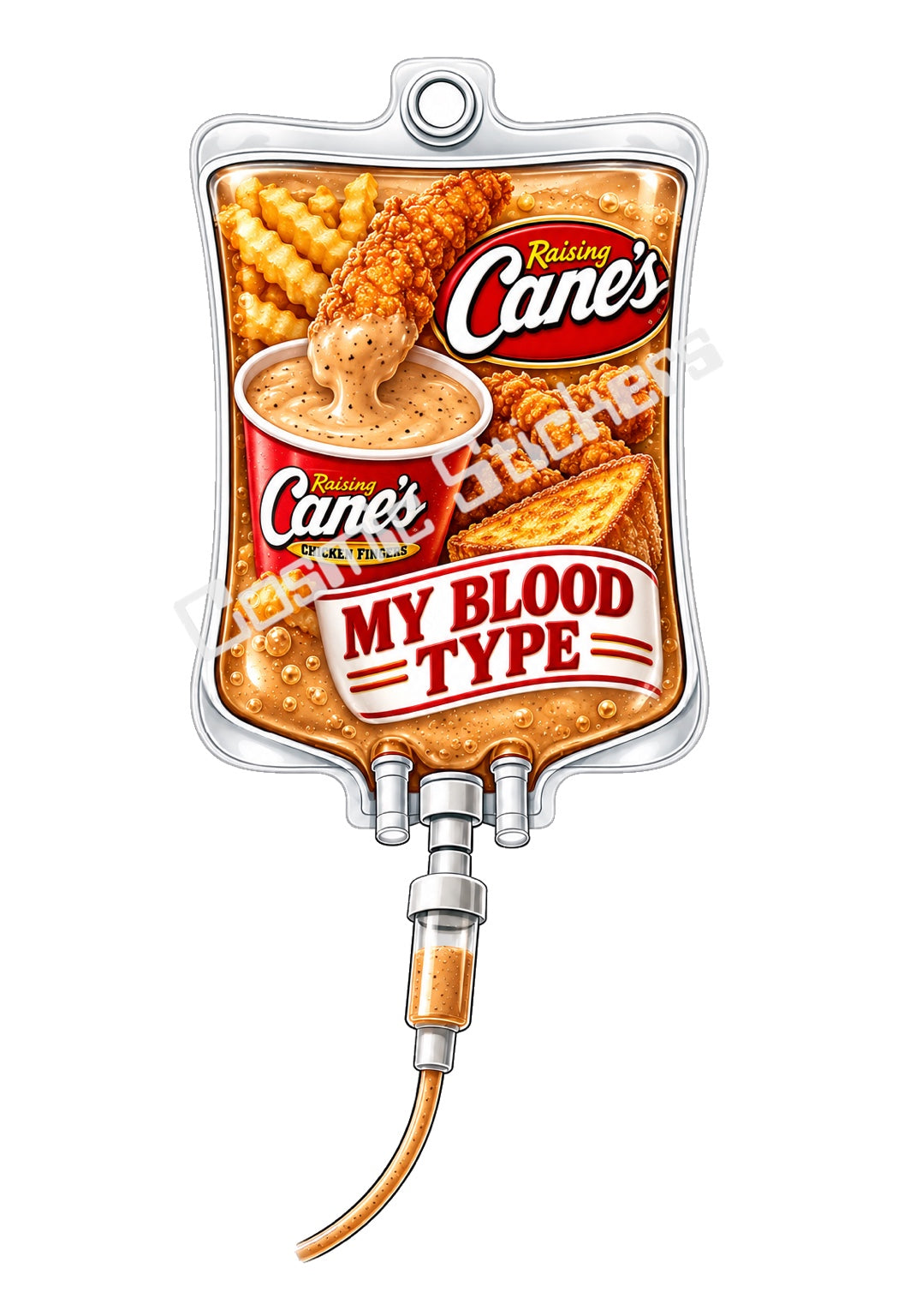 Raising Cane's My Blood Type vinyl sticker
