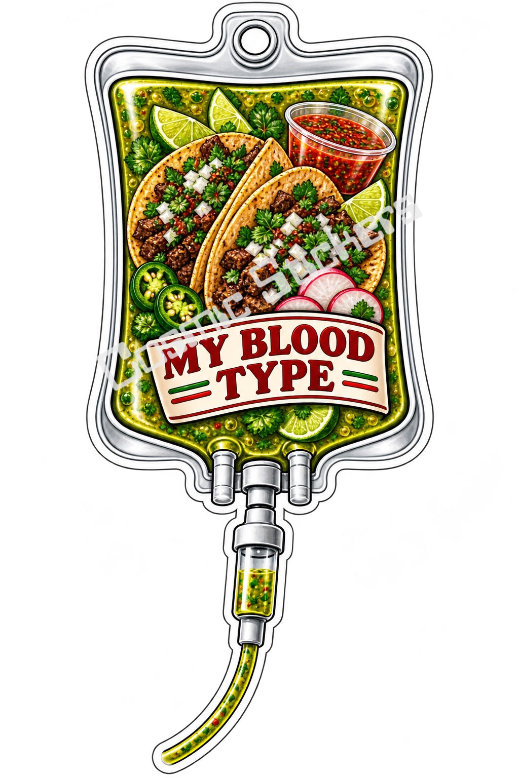 Tacos My Blood Type vinyl sticker