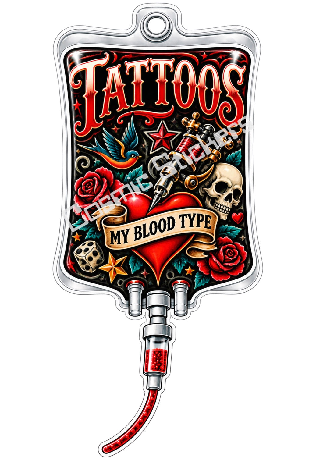 Tattoos My Blood Type vinyl sticker