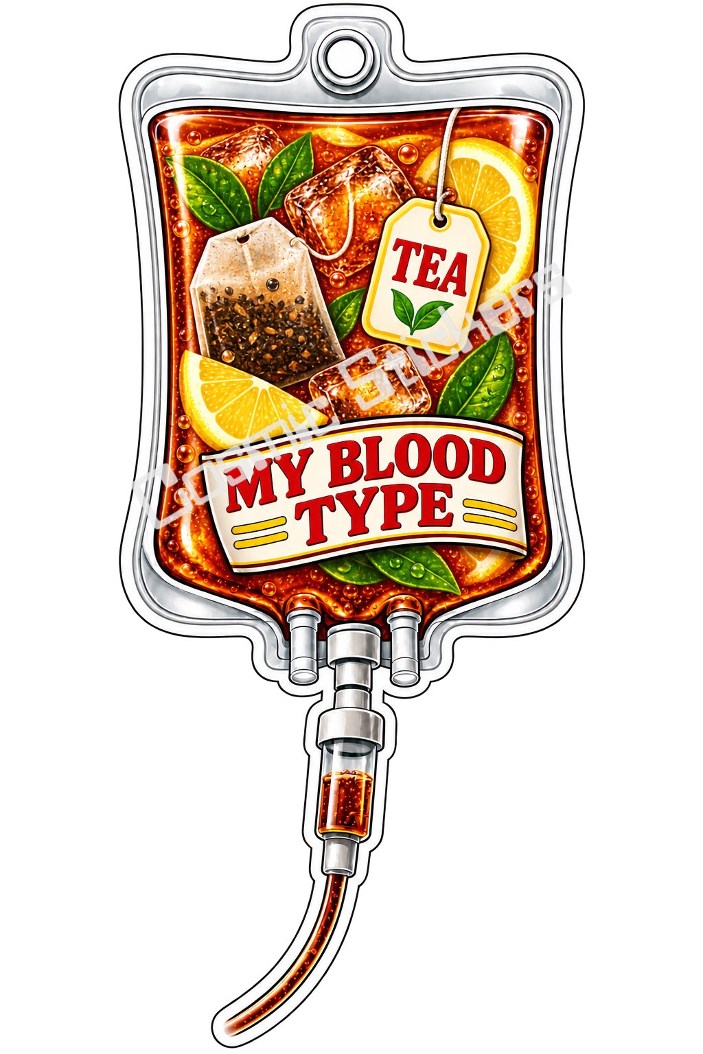 Tea My Blood Type vinyl sticker