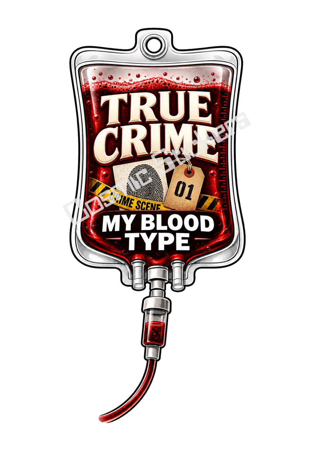 True Crime My Blood Type vinyl sticker