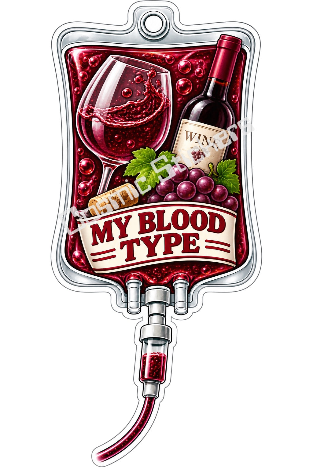 Wine My Blood Type vinyl sticker