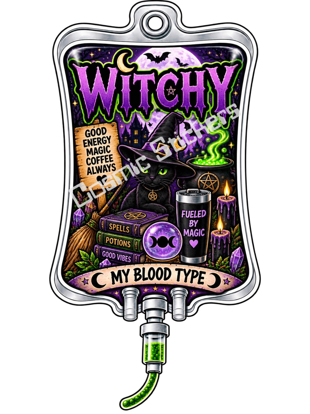 Witchy My Blood Type vinyl sticker
