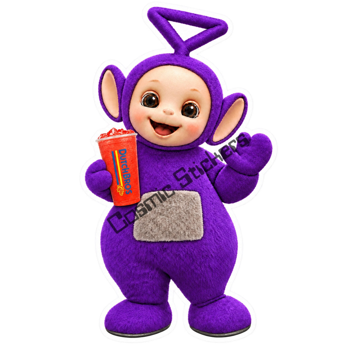 Tinky Winky fan-made Dutch Bros Red Blended Drink sticker